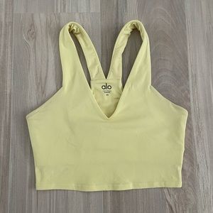 ALO YOGA Airbrush Real Bra Tank in “Buttercup”